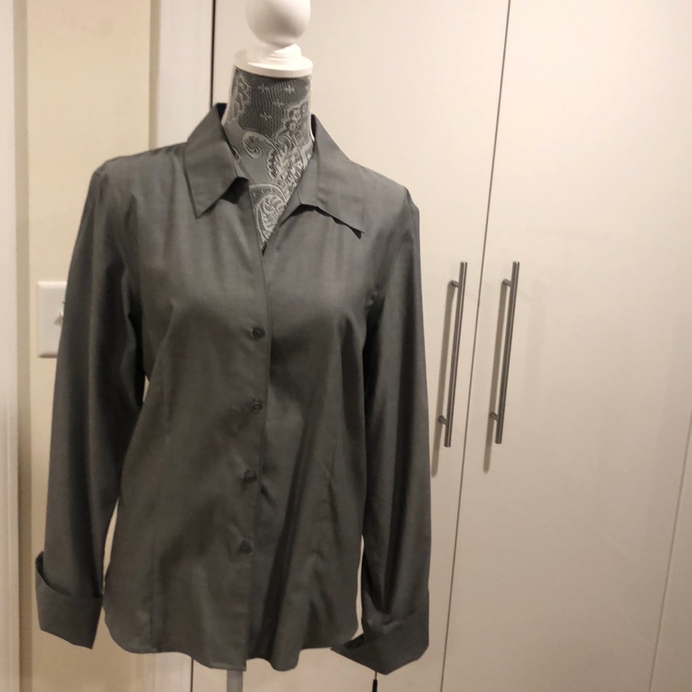 Gray Calvin Klein no-iron blouse